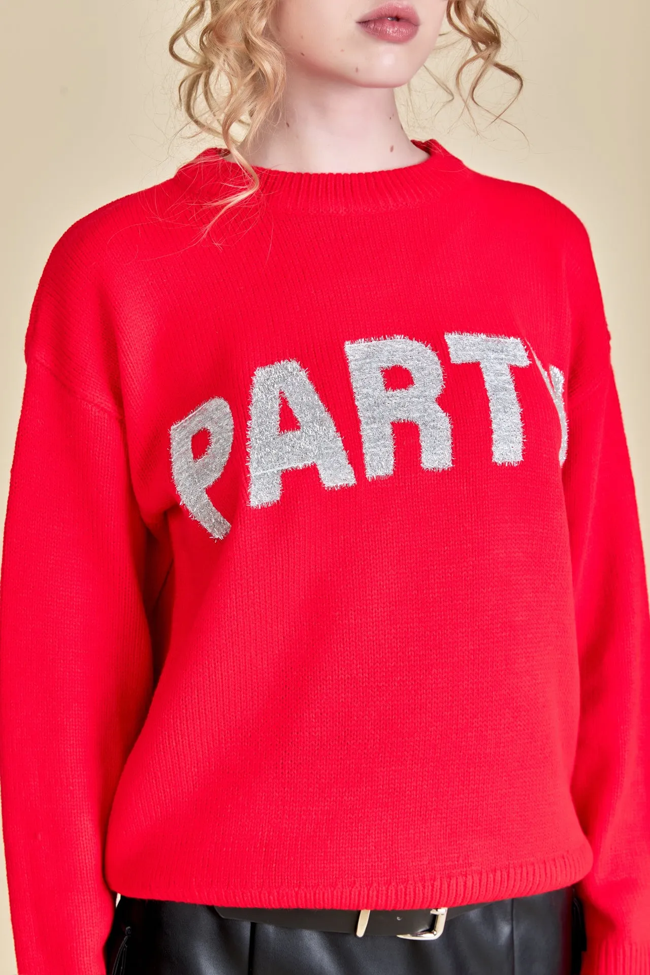 Party Glitter Lettering Sweater