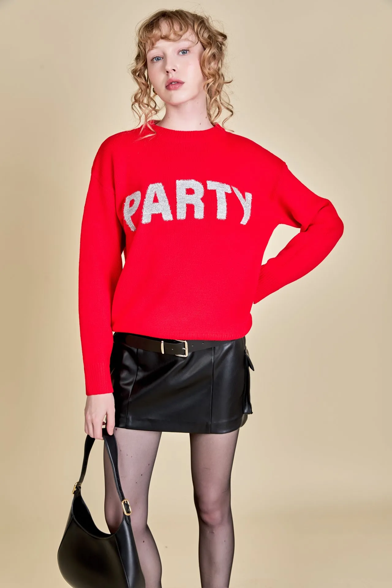 Party Glitter Lettering Sweater