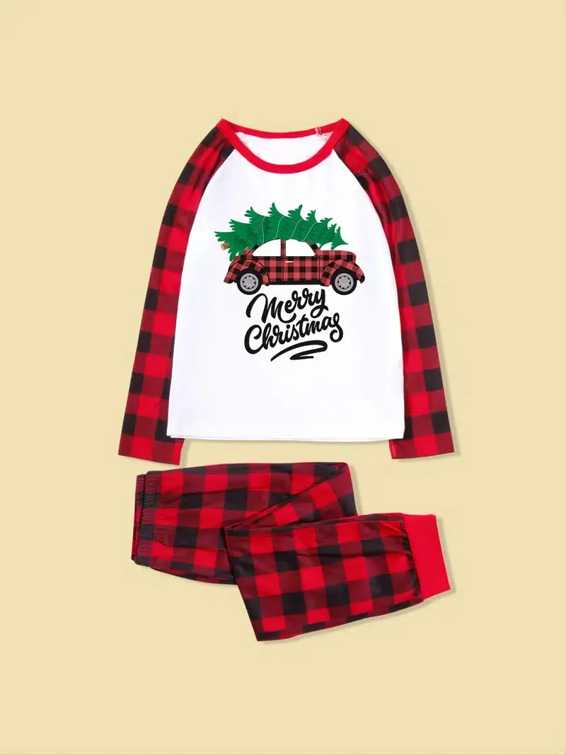 Plaid Car and Tree 2 piece Pajamas