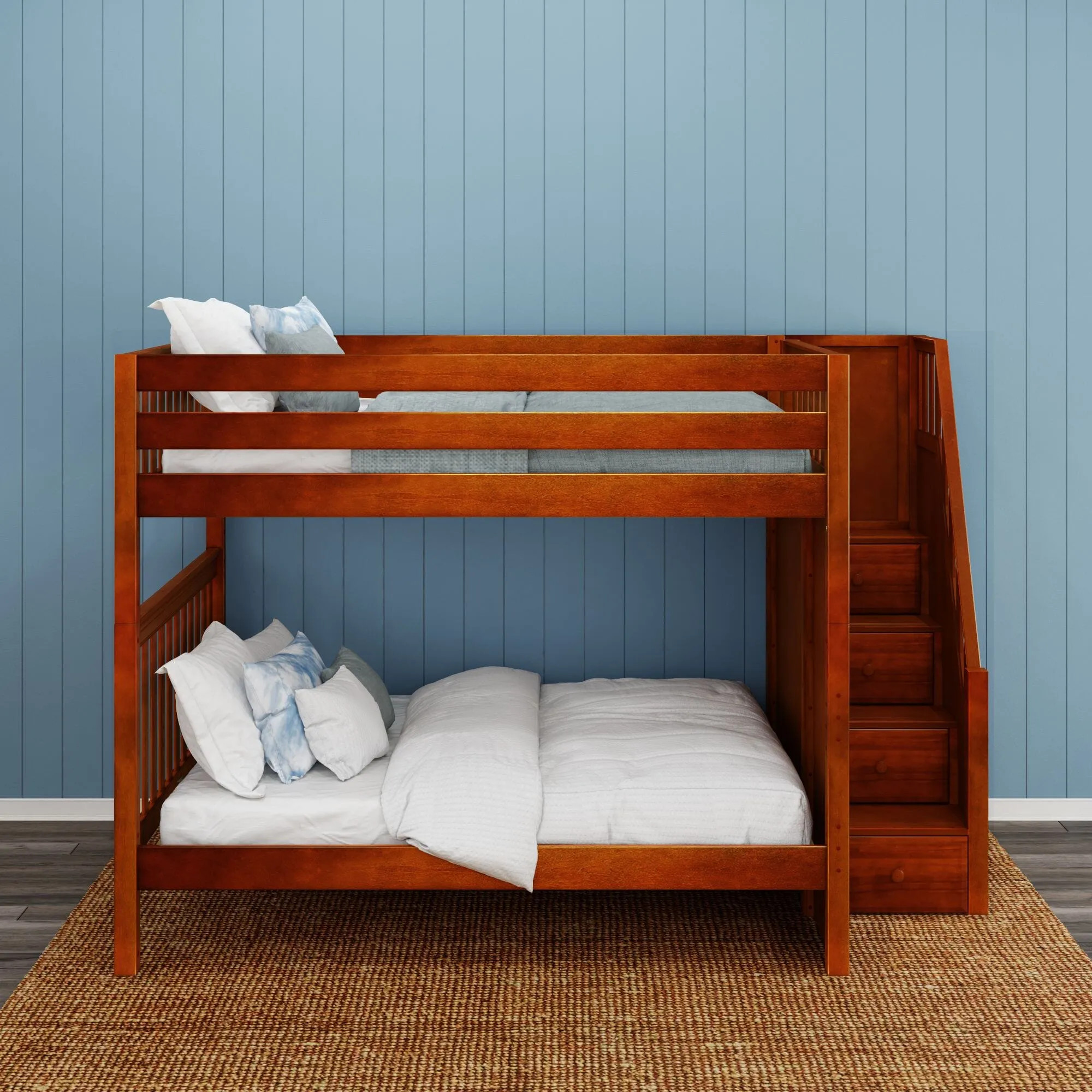 Queen High Bunk Bed with Stairs