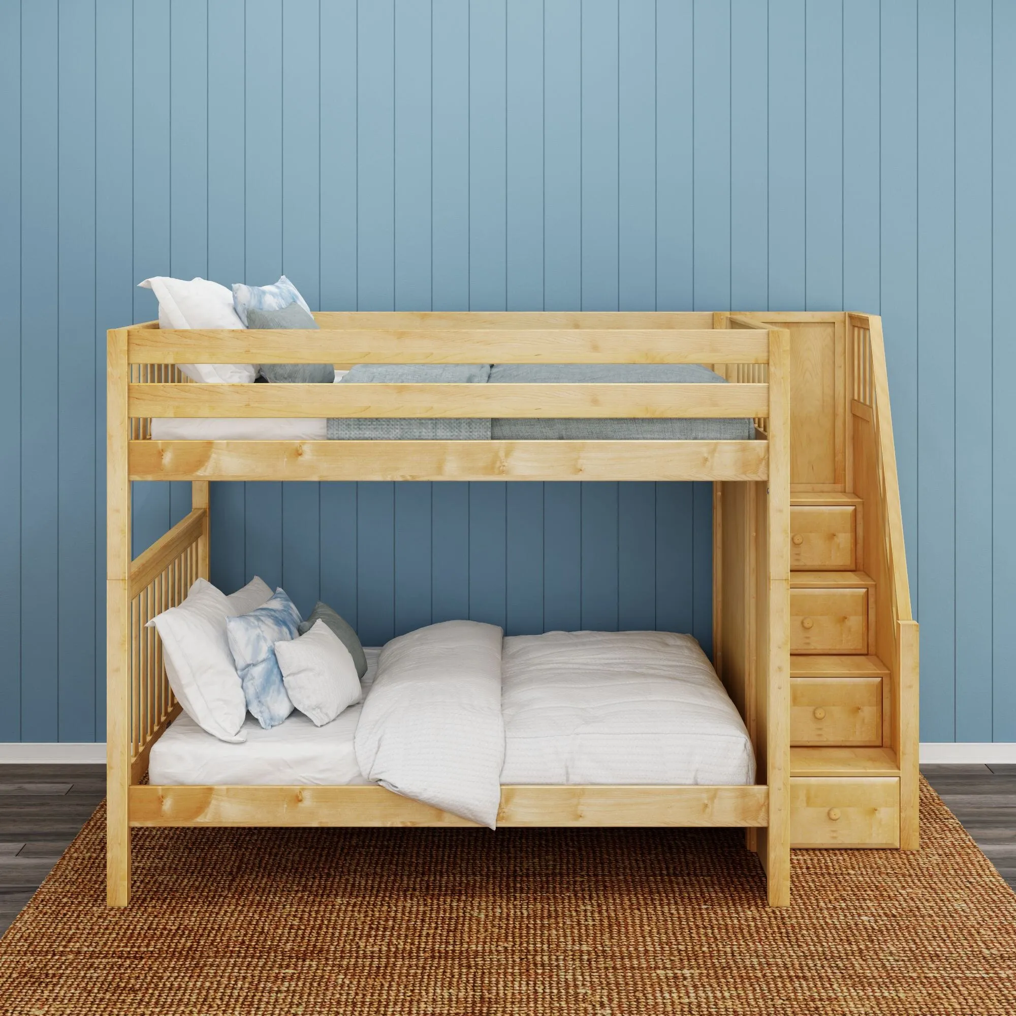 Queen High Bunk Bed with Stairs