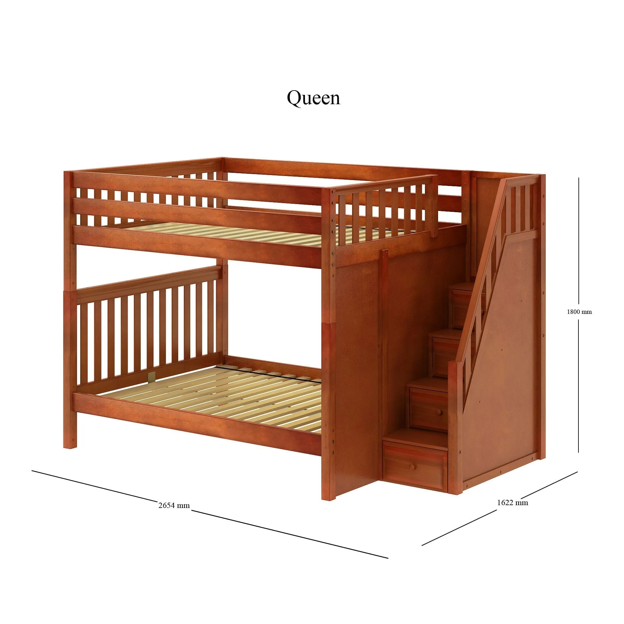 Queen High Bunk Bed with Stairs