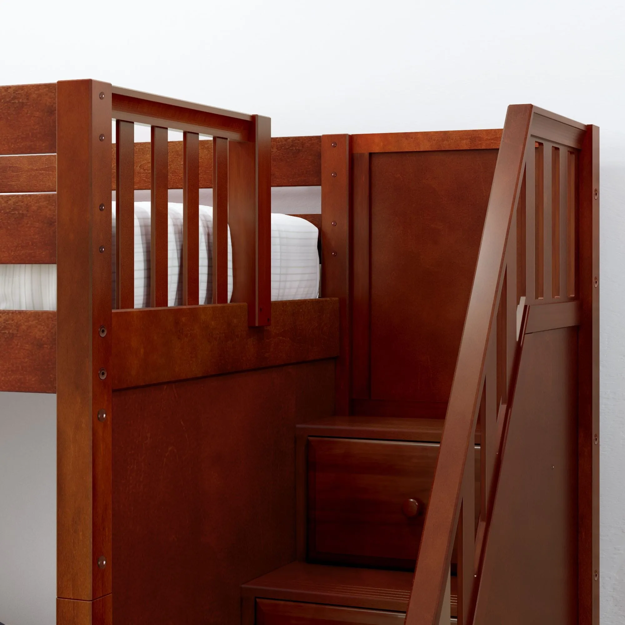 Queen High Bunk Bed with Stairs