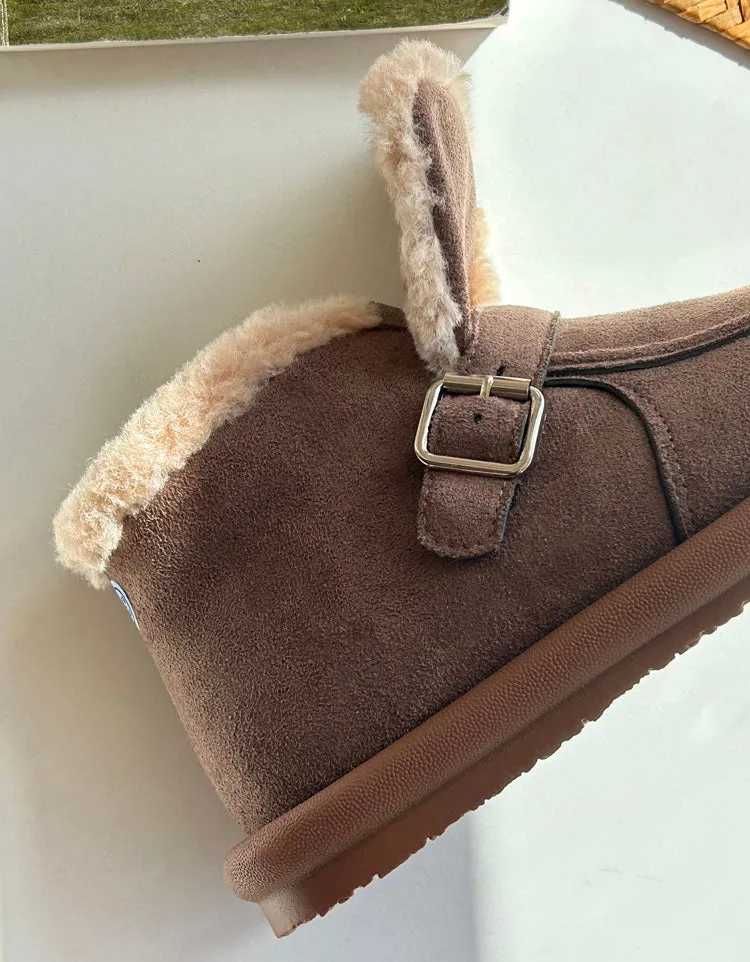 Round Toe Comfortable Winter Suede Boots with Fur