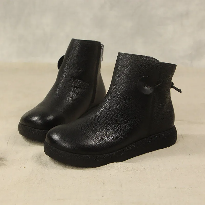 SALE Retro Leather Comfortable Winter Boots Black