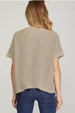 Short Sleeve Sweater Top - Mocha