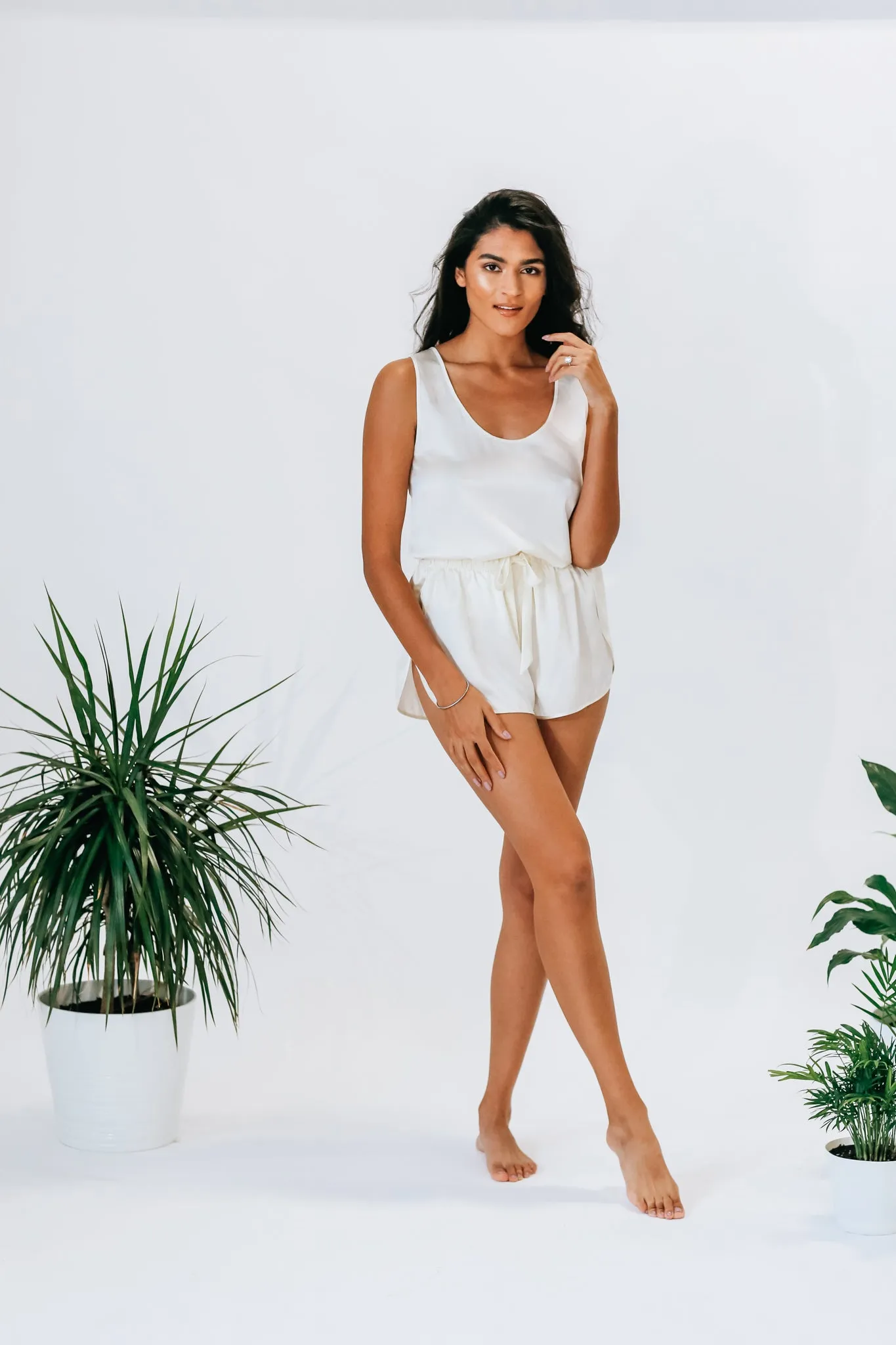 Silk Sleepwear Set - Opal White