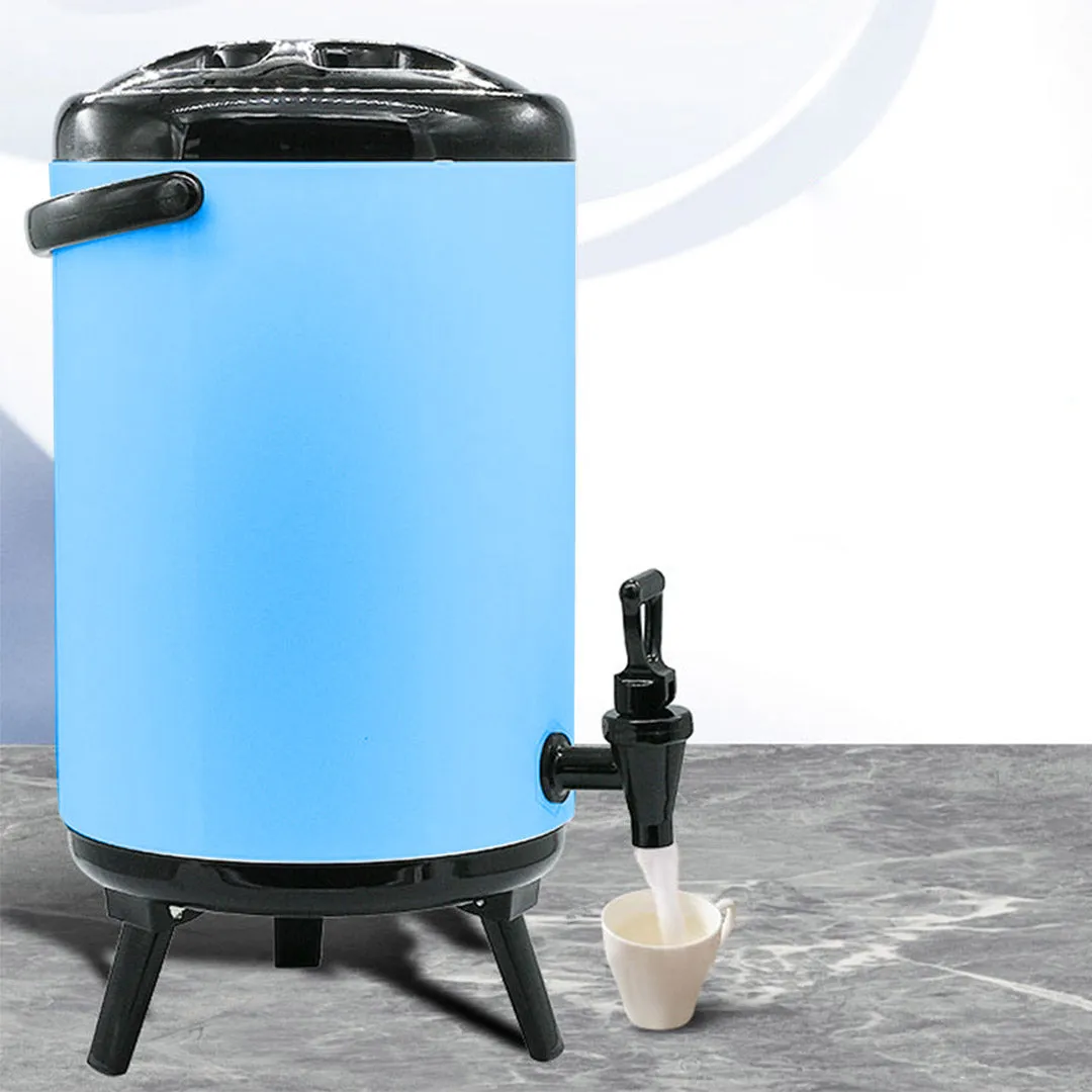 SOGA 10L Stainless Steel Insulated Milk Tea Barrel Hot and Cold Beverage Dispenser Container with Faucet Blue