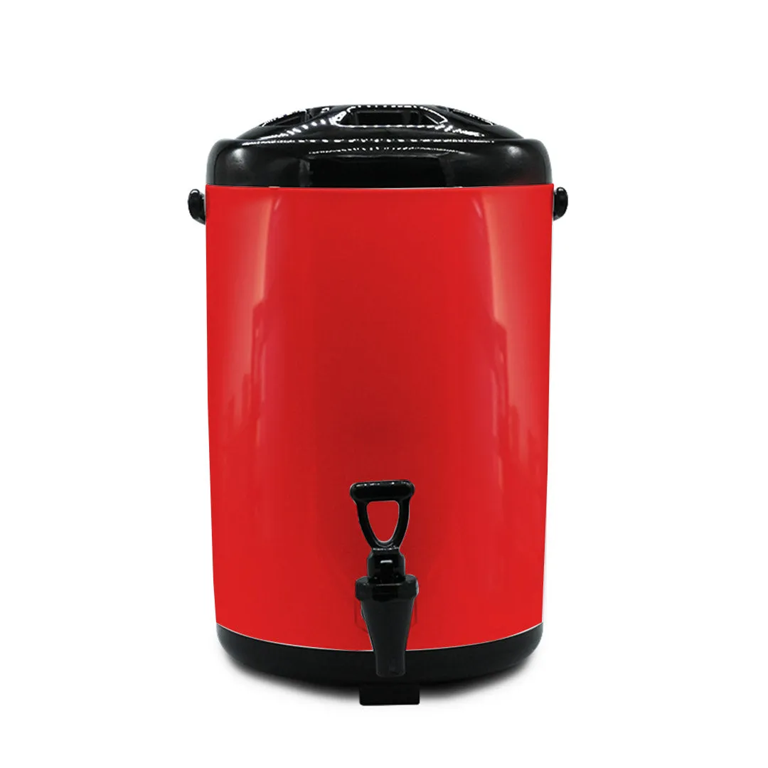 SOGA 10L Stainless Steel Insulated Milk Tea Barrel Hot and Cold Beverage Dispenser Container with Faucet Red