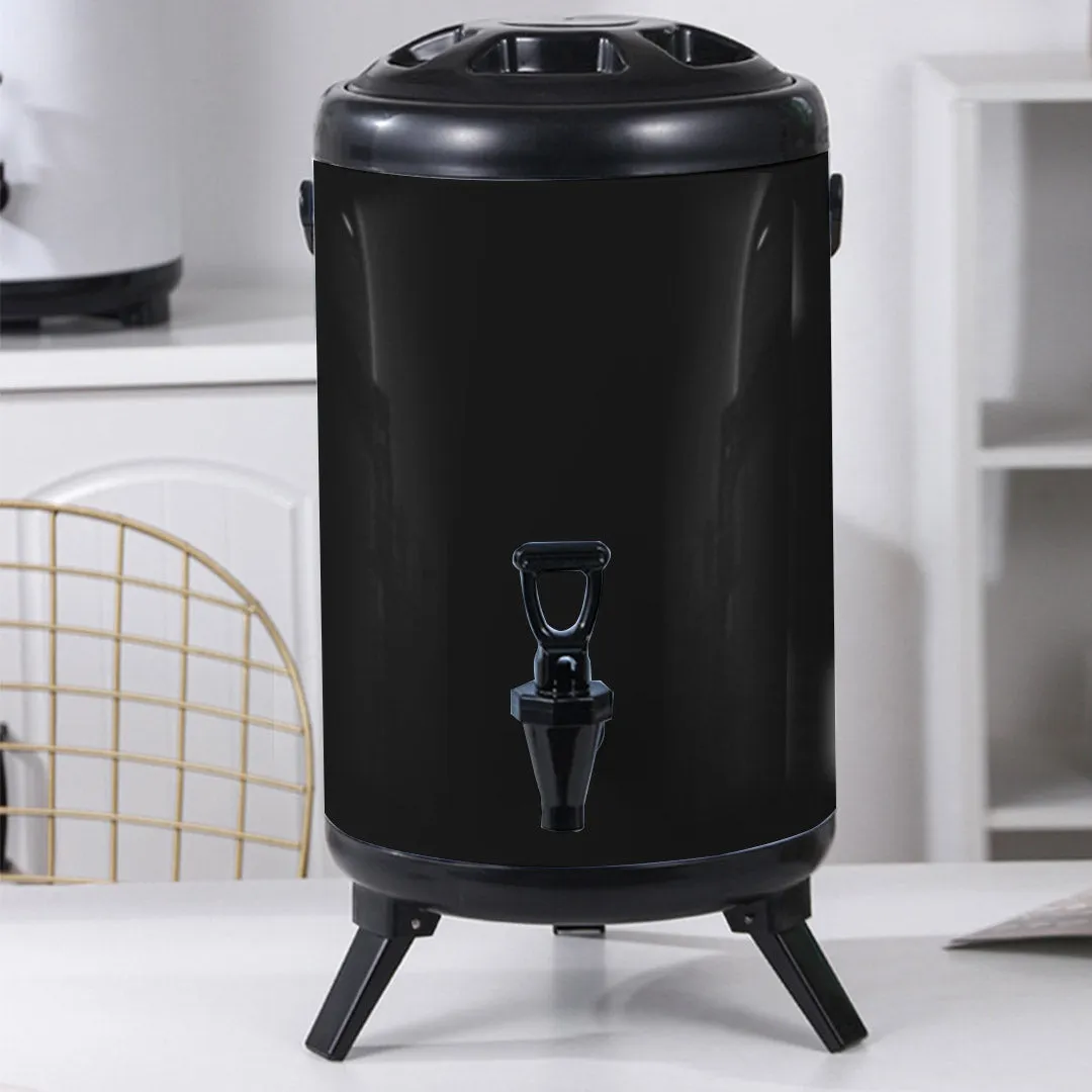 SOGA 12L Stainless Steel Insulated Milk Tea Barrel Hot and Cold Beverage Dispenser Container with Faucet Black