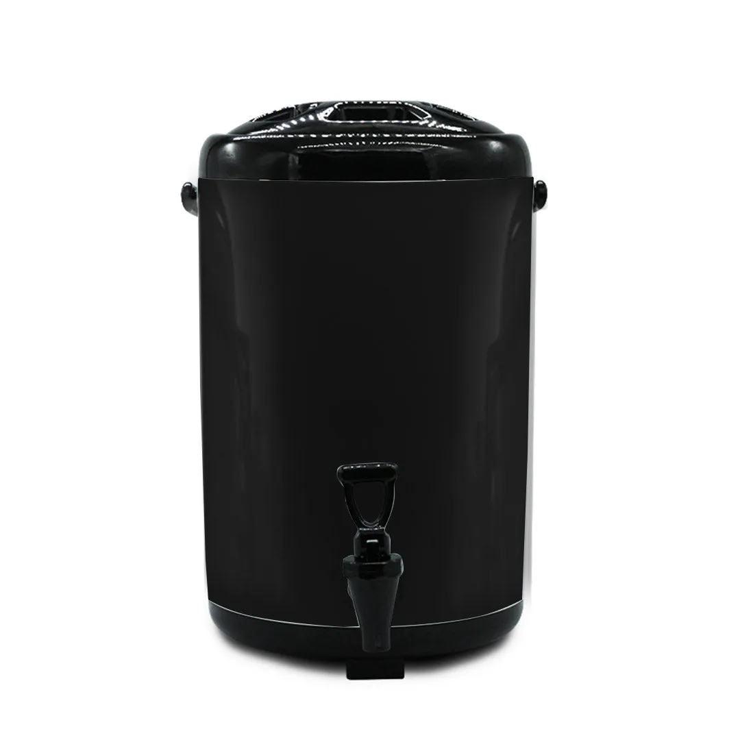 SOGA 12L Stainless Steel Insulated Milk Tea Barrel Hot and Cold Beverage Dispenser Container with Faucet Black