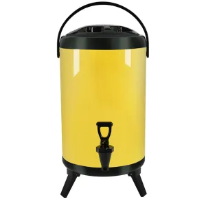 SOGA 12L Stainless Steel Insulated Milk Tea Barrel Hot and Cold Beverage Dispenser Container with Faucet Yellow