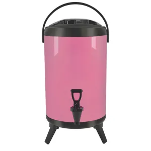 SOGA 16L Stainless Steel Insulated Milk Tea Barrel Hot and Cold Beverage Dispenser Container with Faucet Pink