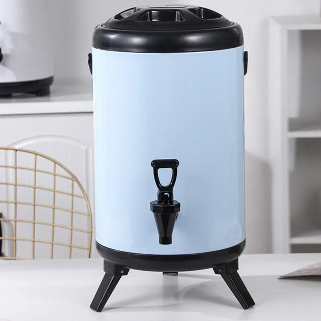 SOGA 16L Stainless Steel Insulated Milk Tea Barrel Hot and Cold Beverage Dispenser Container with Faucet White