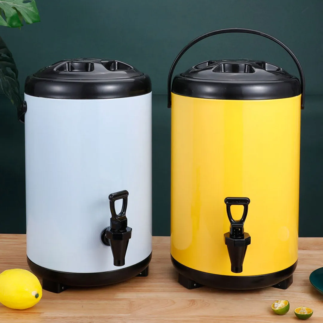 SOGA 8L Stainless Steel Insulated Milk Tea Barrel Hot and Cold Beverage Dispenser Container with Faucet Yellow