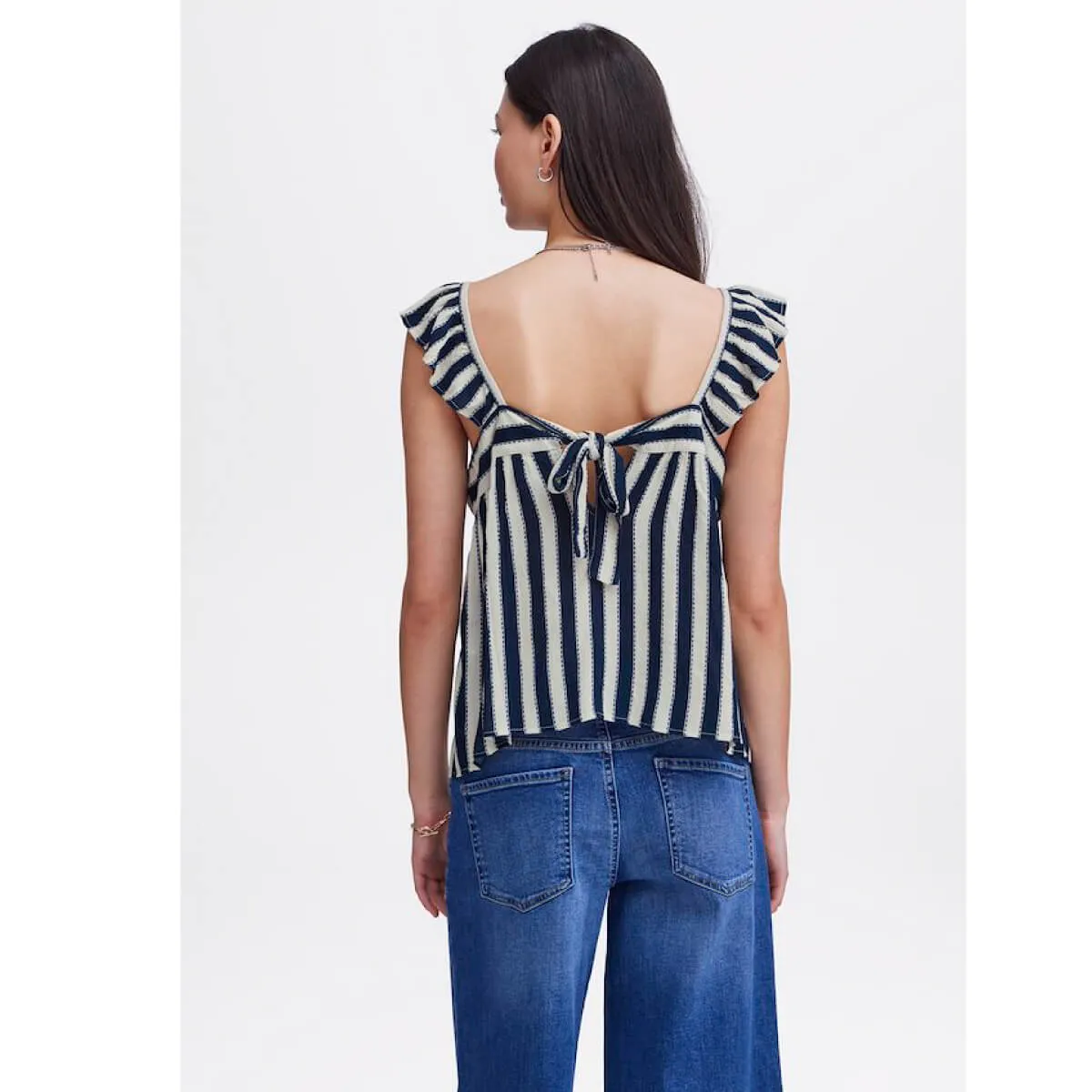 Striped Flutter Tank Top