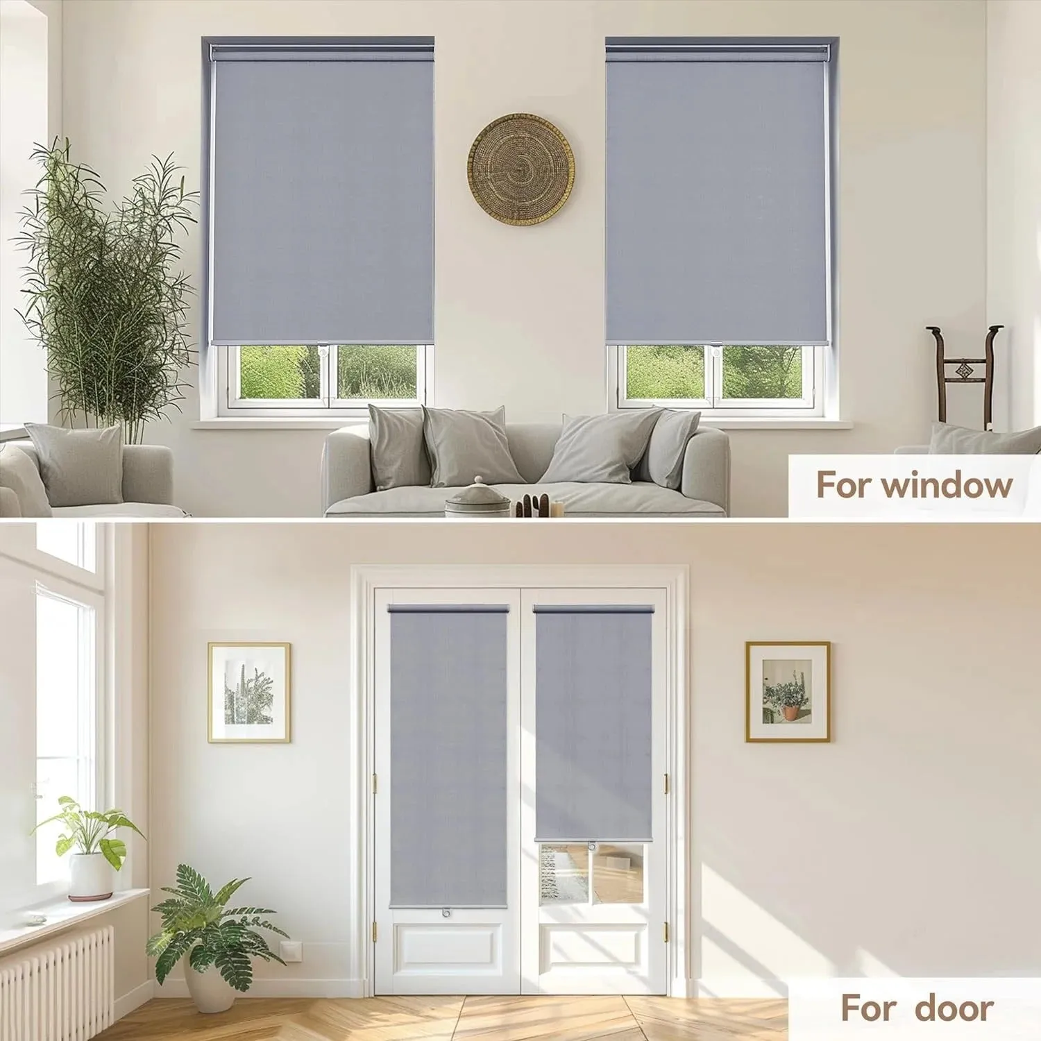 Sunvivi 100% Blackout Roller Shades for Windows, Pull Down Shades for Windows with Thermal Insulated Waterproof Fabric