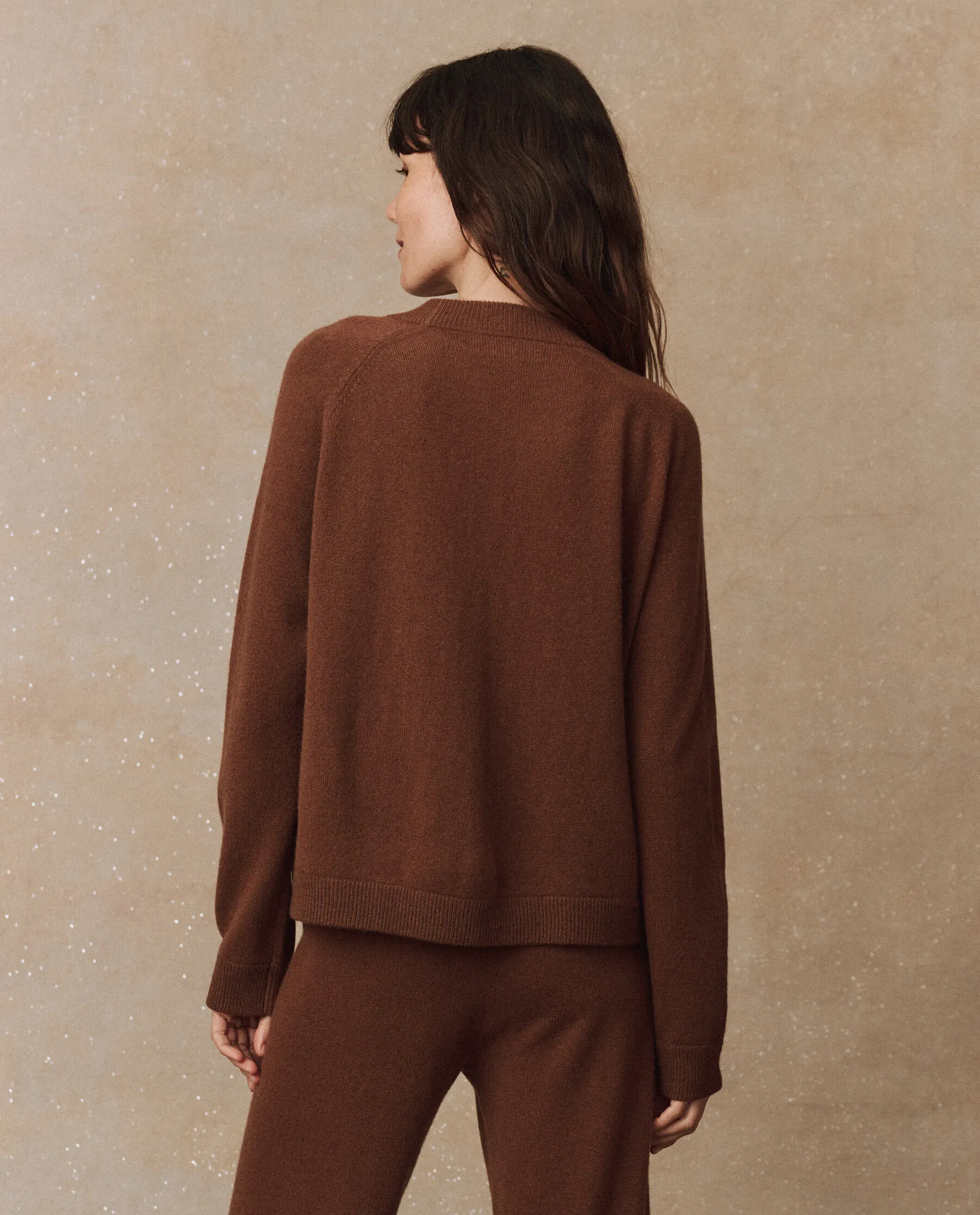 The Cashmere Varsity Cardigan. -- Santal