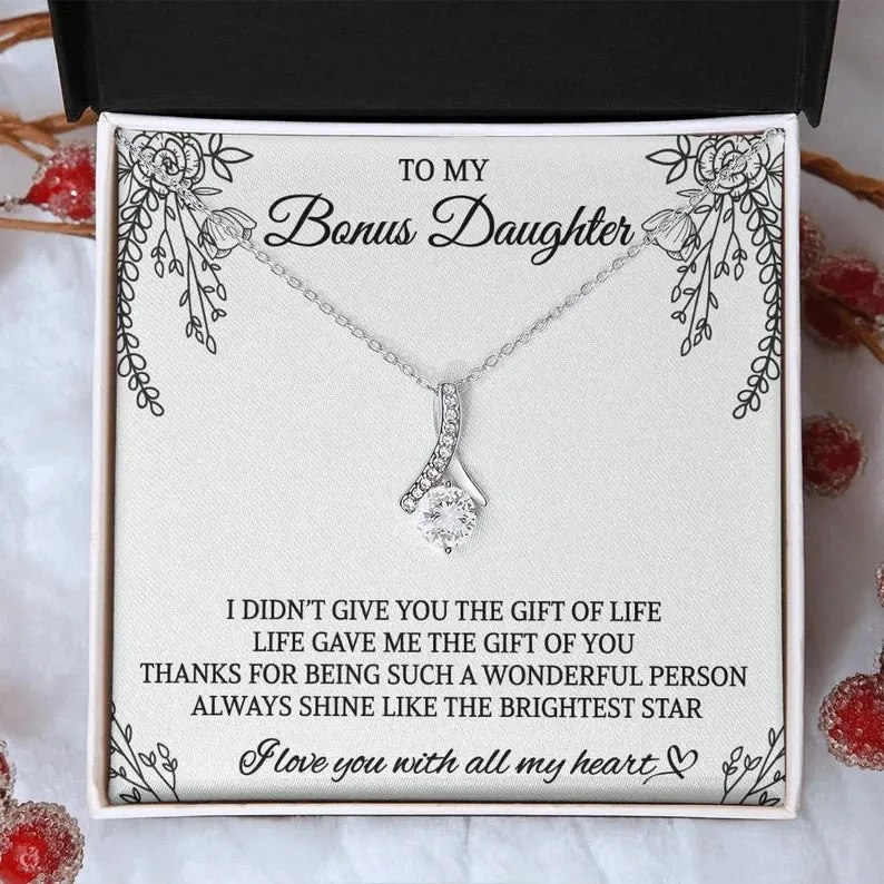 To My Bonus Daughter, Bonus Daughter Gift, Alluring Beauty Necklace