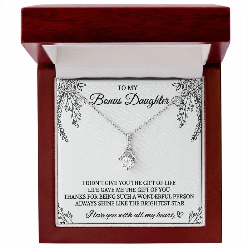 To My Bonus Daughter, Bonus Daughter Gift, Alluring Beauty Necklace