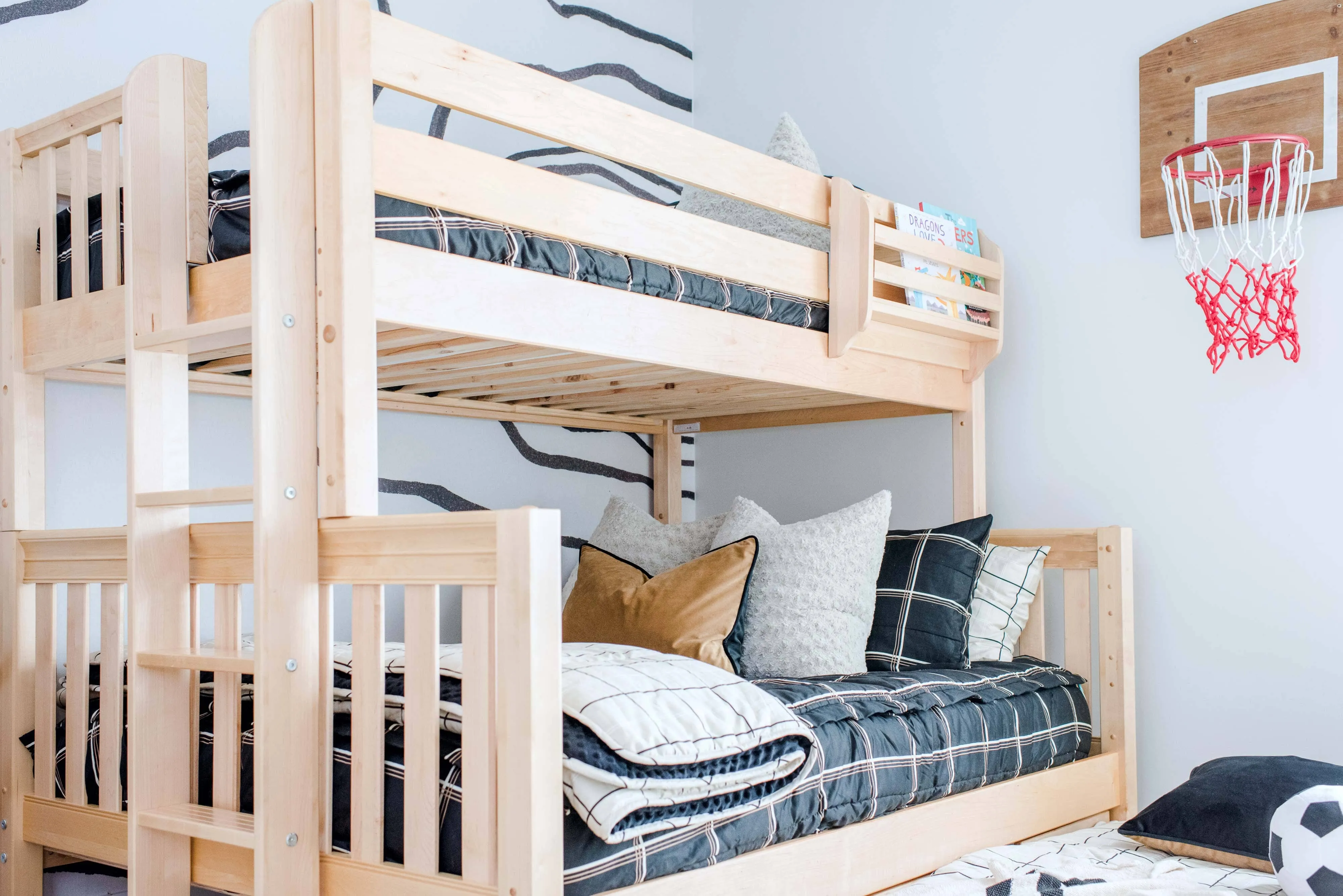 Twin over Full Medium Bunk Bed with Straight Ladder on End