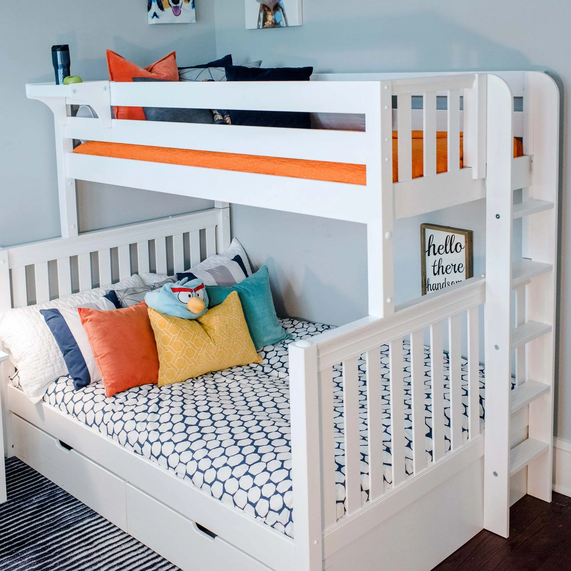 Twin over Full Medium Bunk Bed with Straight Ladder on End