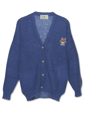 V NECK LOGO CARDIGAN-Periwinkle