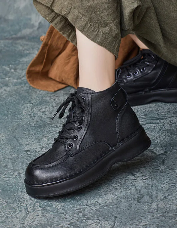 Winter Autumn Front Lace Up Comfortable Ankle Retro Boots