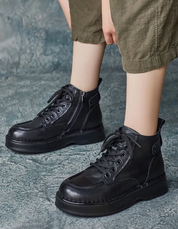 Winter Autumn Front Lace Up Comfortable Ankle Retro Boots