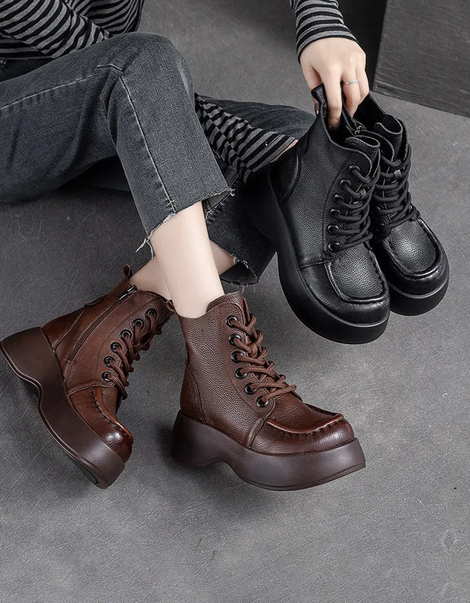 Winter Round Toe Comfortable Lace Up Platform Boots