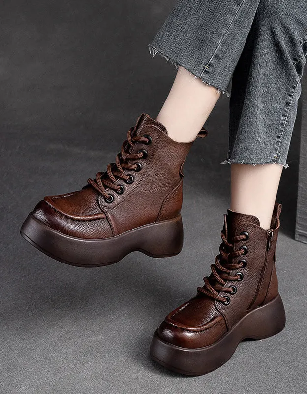 Winter Round Toe Comfortable Lace Up Platform Boots