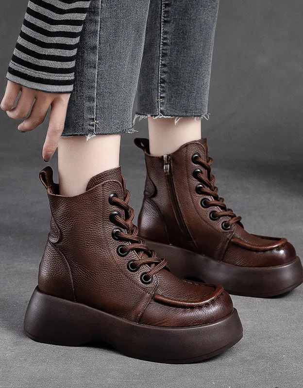 Winter Round Toe Comfortable Lace Up Platform Boots