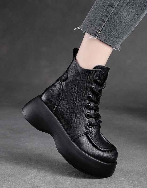 Winter Round Toe Comfortable Lace Up Platform Boots