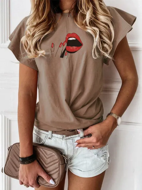 Women's A Big Kiss Ruffle Sleeve Top