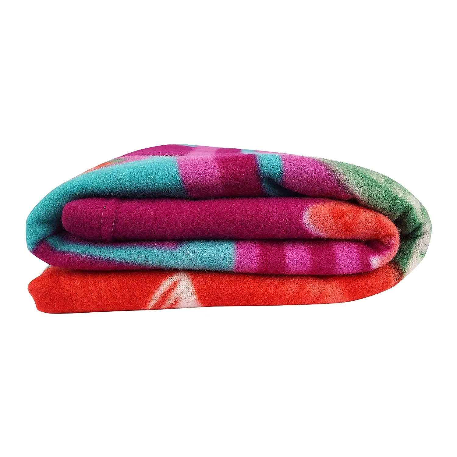 WONDERLOOK Wool Relief Blanket for Heavy Winter Single Bed Full Size for Donation and Gift Purpose - Pack of 1 (Multicolour-C)